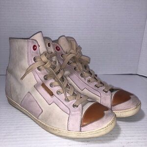 Hunter Hightop Sneakers Women's Size 7 Cream Pink Suede